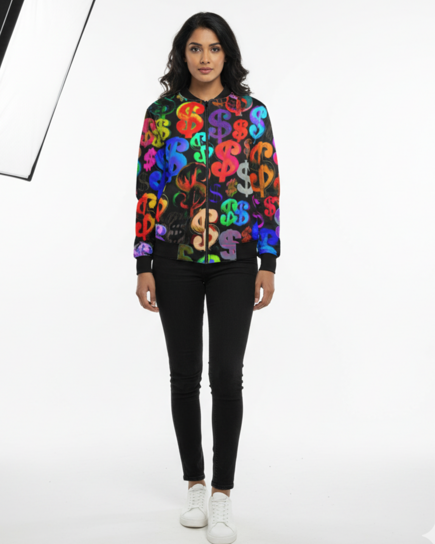Neon Dollar Sign Unisex AOP Bomber Jacket Upto 5XL