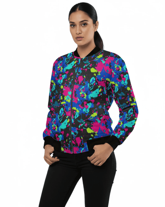 Vibrant, Controlled Chaos: Unisex AOP Bomber Jacket Up to 5XL