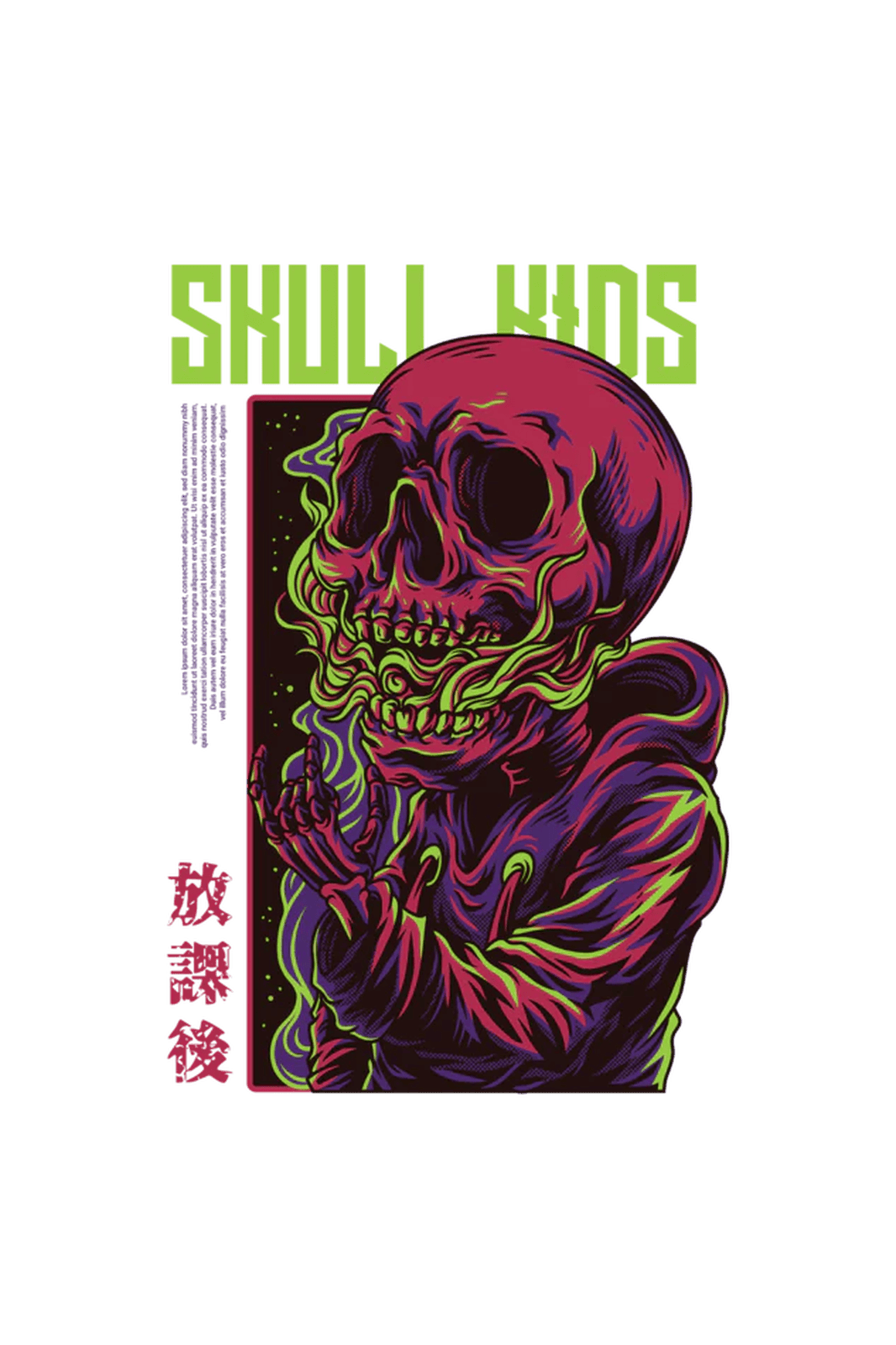 Oversized Acid Wash Skull Tee for Kids