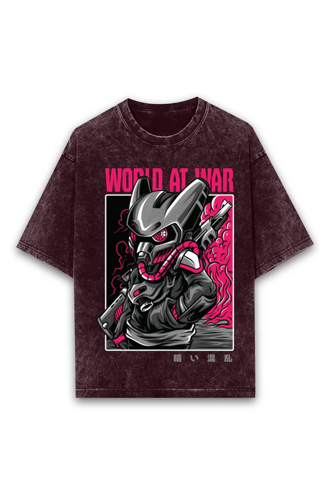 Oversized Acid Wash Tee - World At War