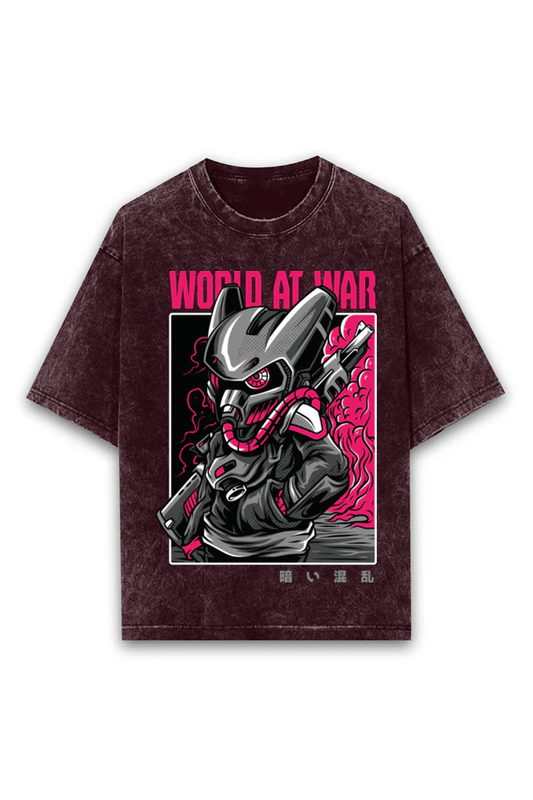 Oversized Acid Wash Tee - World At War