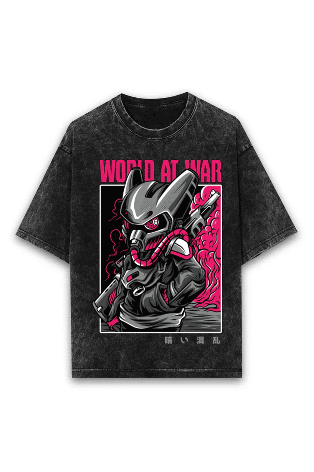 Oversized Acid Wash Tee - World At War