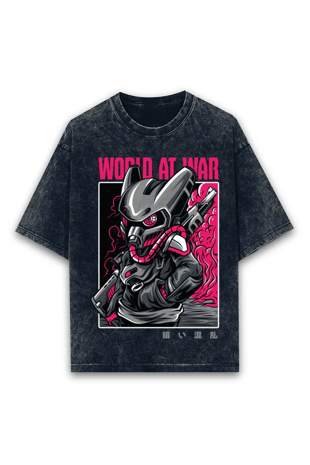 Oversized Acid Wash Tee - World At War