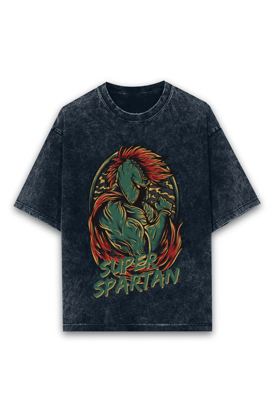 Oversized Acid Wash Tee - Super Spartan