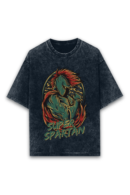 Oversized Acid Wash Tee - Super Spartan