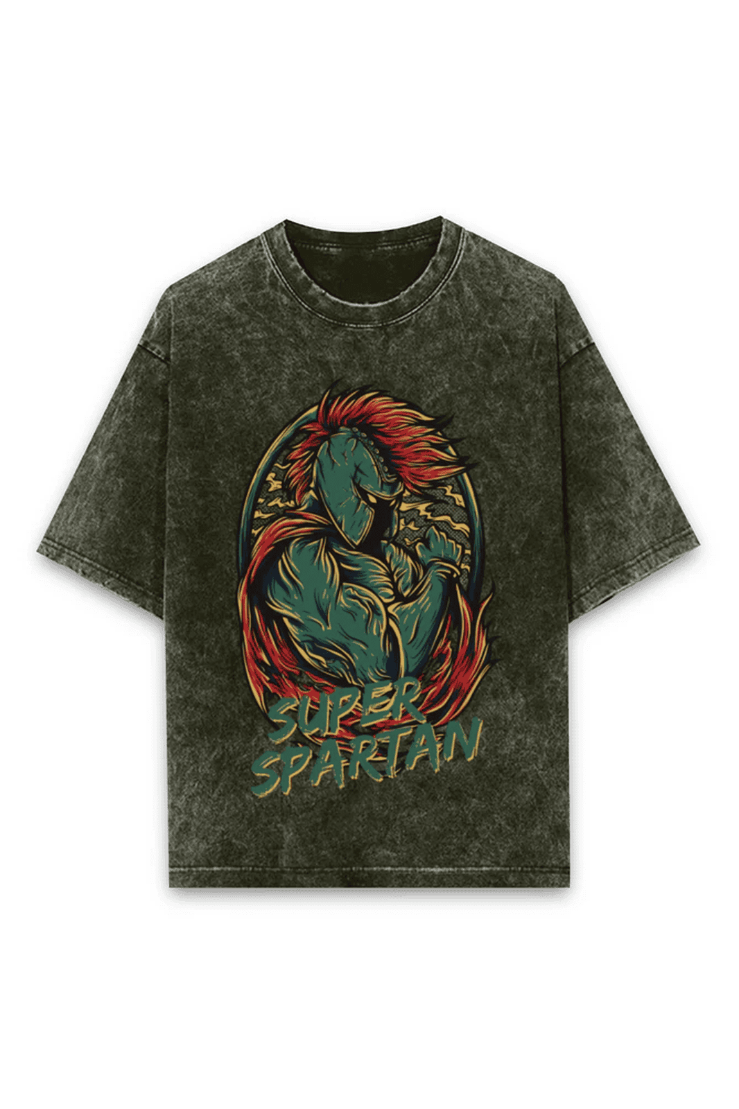 Oversized Acid Wash Tee - Super Spartan