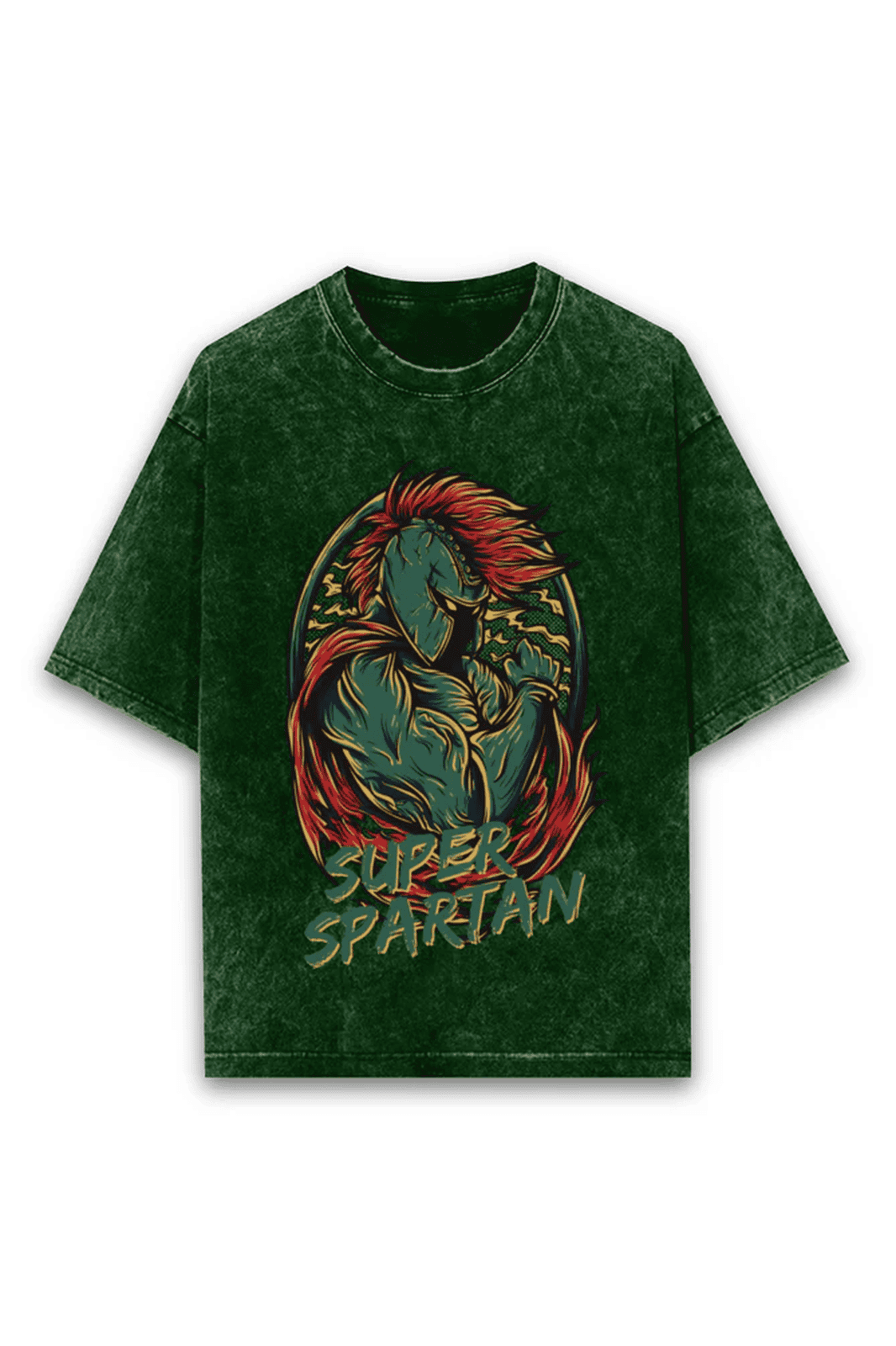 Oversized Acid Wash Tee - Super Spartan