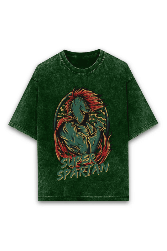 Oversized Acid Wash Tee - Super Spartan