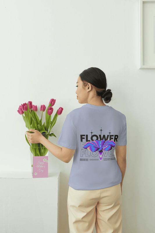 Flower Terry Cotton Oversized T-Shirt
