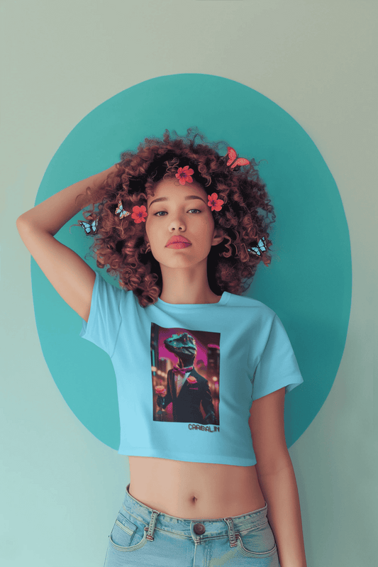 Dino_Mite Bloom Crop Top - Playful Dinosaur Design