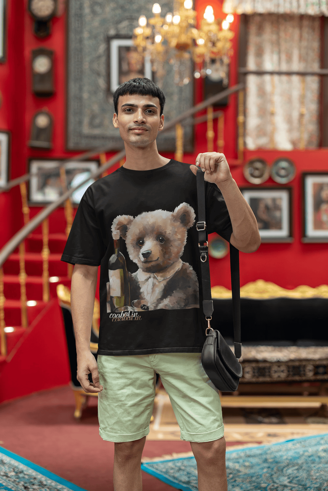 Bear-y Good Wine Oversized Terry Cotton Tee - Ultimate Comfort and Style