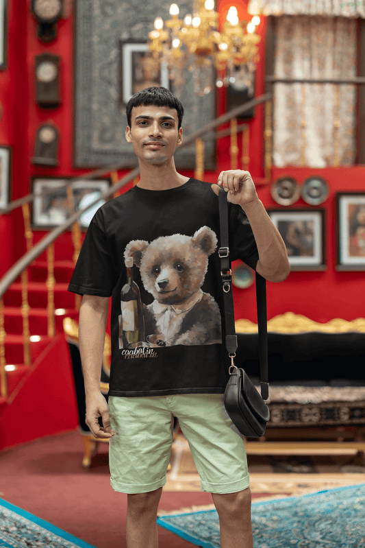 Bear-y Good Wine Oversized Terry Cotton Tee - Ultimate Comfort and Style