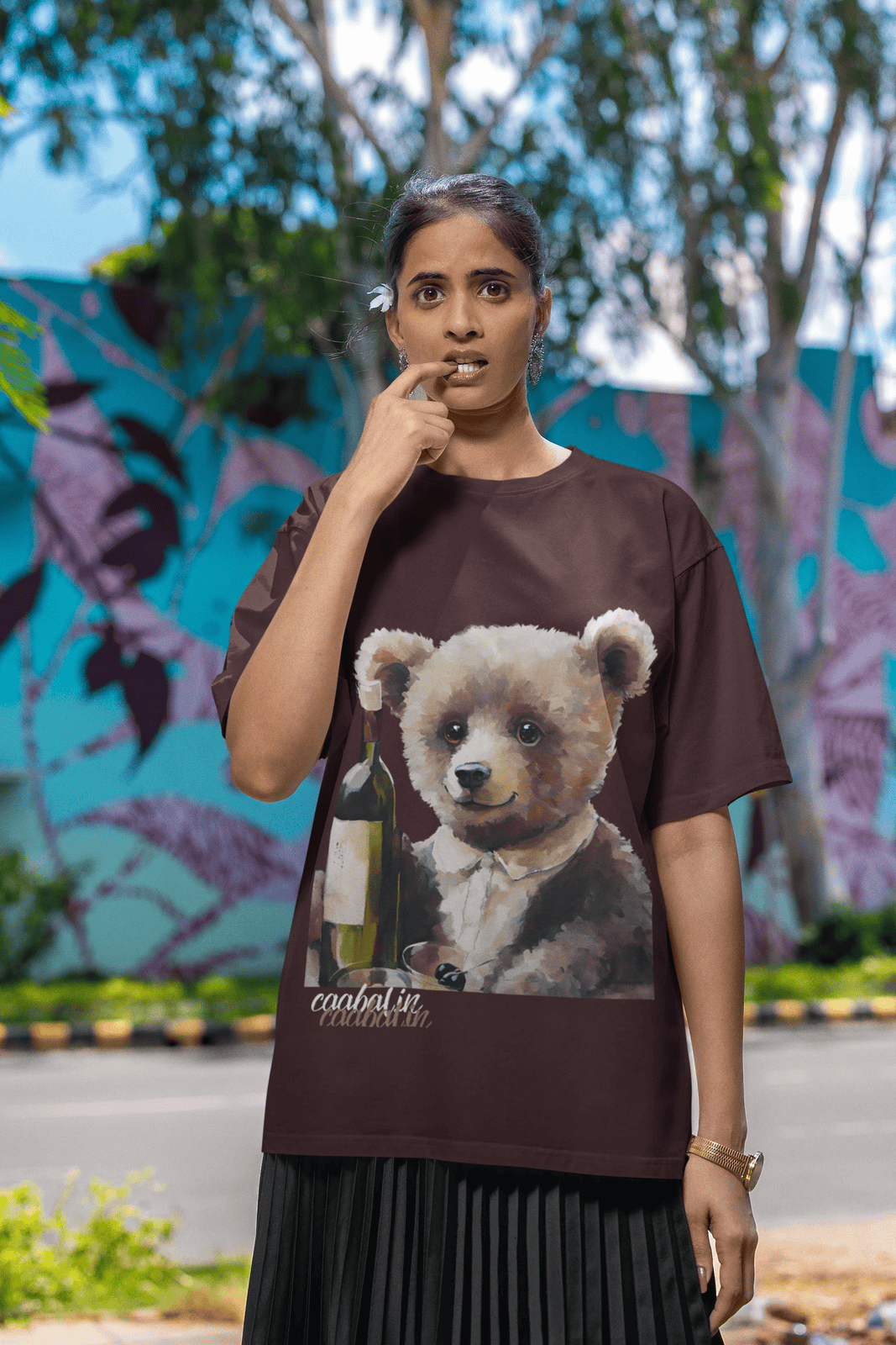 Bear-y Good Wine Oversized Terry Cotton Tee - Ultimate Comfort and Style