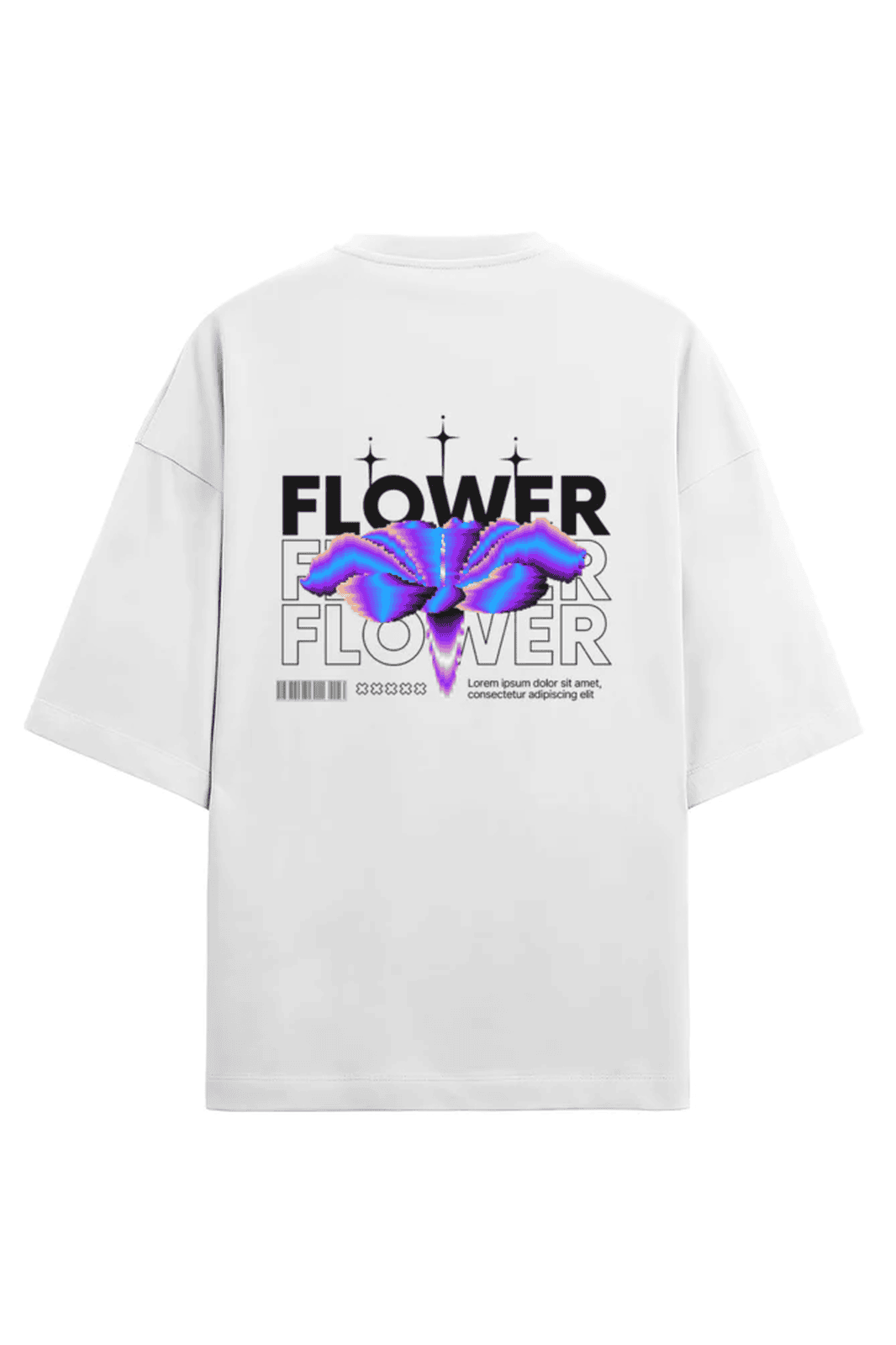 Flower Terry Cotton Oversized T-Shirt