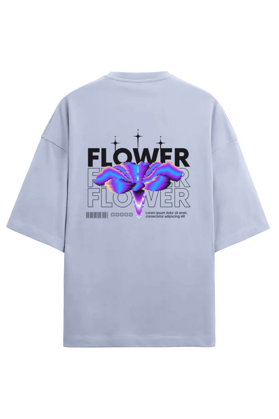 Flower Terry Cotton Oversized T-Shirt