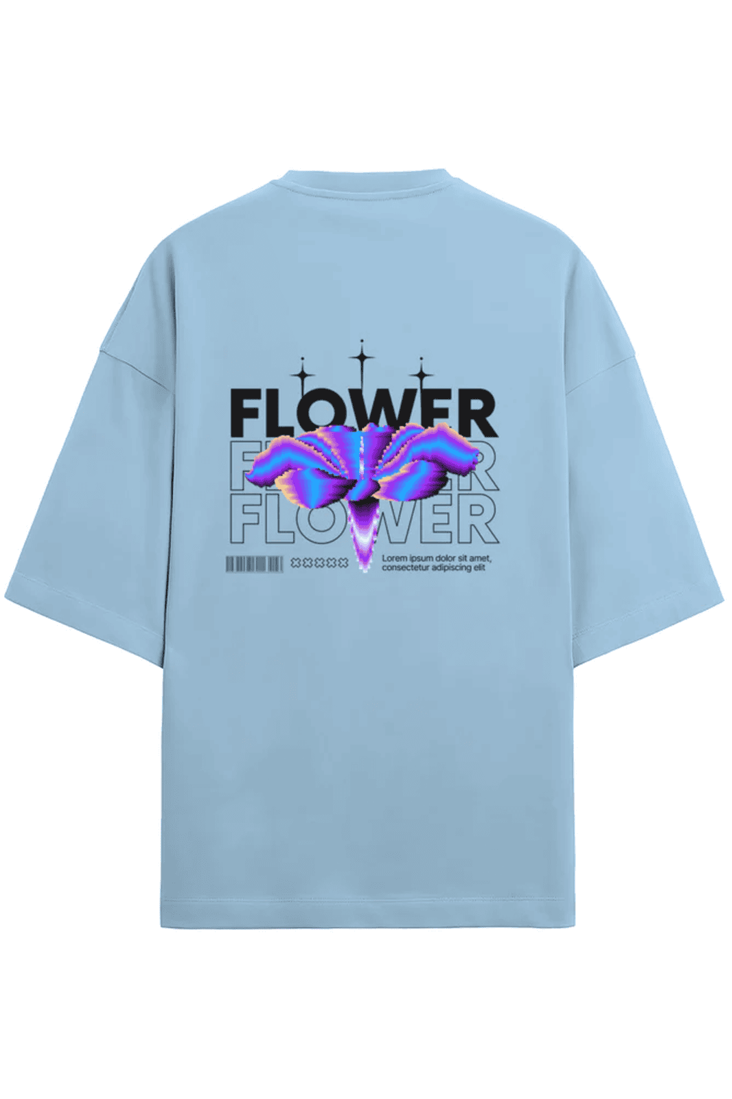 Flower Terry Cotton Oversized T-Shirt