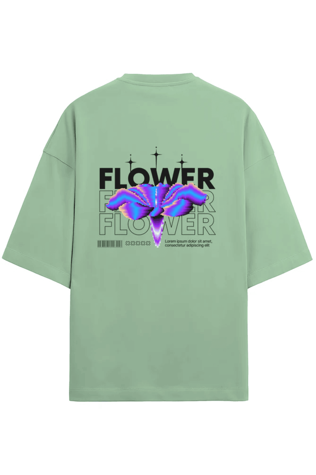 Flower Terry Cotton Oversized T-Shirt