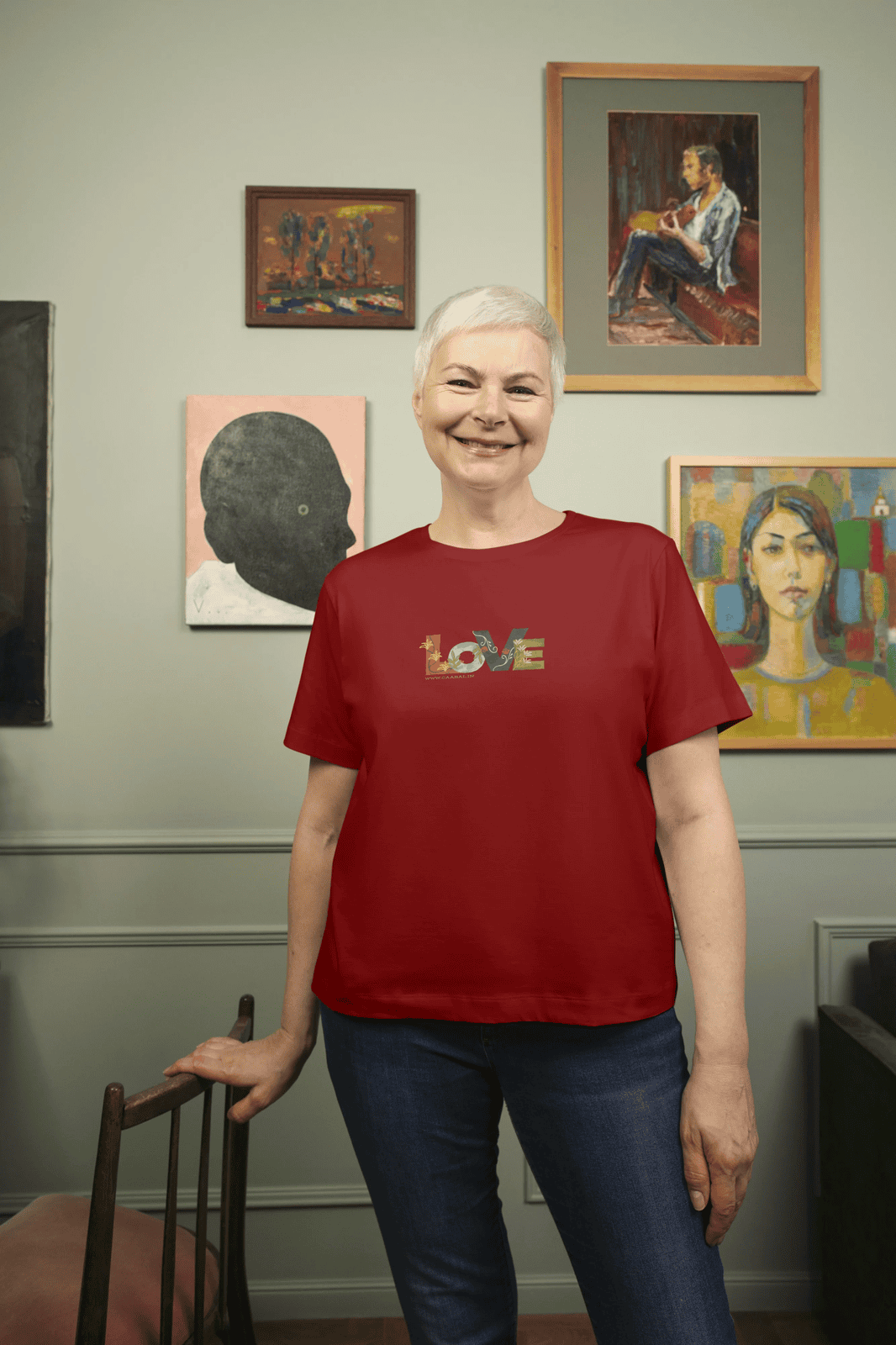Love Print Terry Cotton T-Shirt